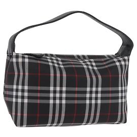 Pochette a mano BURBERRY in nylon nero con dettagli argento Auth am11953V