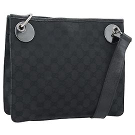 GUCCI GG Canvas Schultertasche Schwarz Silber 120841 Auth 188960A