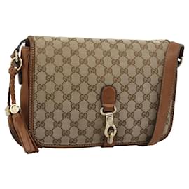 GUCCI GG Canvas Shoulder Bag Beige Gold 257024 Auth ka4943V