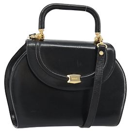BALLY Handtasche aus Leder 2way Schwarz Gold Auth 187434A