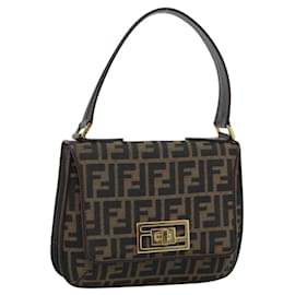 Borsa a Spalla FENDI Zucca Canvas Nero Marrone Auth 189091SV