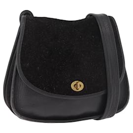 Borsa a tracolla Coach in scamosciato nero e oro Auth 185289