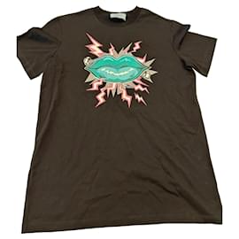 T-shirt Prada in cotone nero - Motivo Labbra