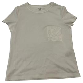 Camiseta Hermès de algodón blanco con bolsillo bordado