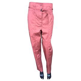 Pantalones con cinturón de mezcla de algodón rosa para mujer Bottega Veneta Talla 40