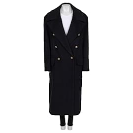 NWT Balmain Abrigo Recto de Lana y Cachemira Negro Talla 40/L de segunda mano