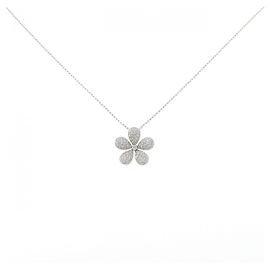 Autre Marque Collier Fleur en Or Blanc Au750 et Diamants Pavés