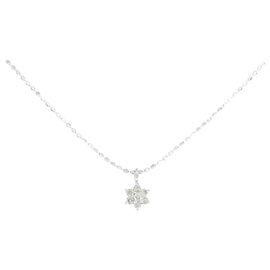 Autre Marque Collana a Fiore in Oro Bianco K14 e Diamanti