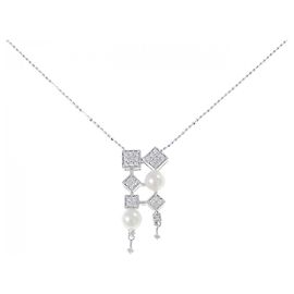 Autre Marque Collana con perle Akoya e diamanti K14WG K10WG