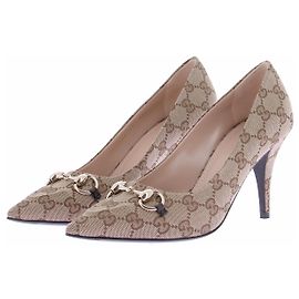 Décolleté Gucci monogrammate beige in tessuto taglia 37