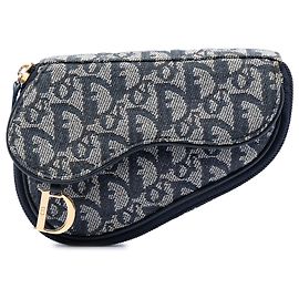 Pochette Saddle in tela Blue Diorissimo
