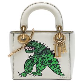 Dior White Limited Edition Niki De Saint Phalle Mini Calfskin Dragon Lady Dior