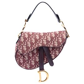 Borsa Saddle in tela Oblique Dior rossa mini