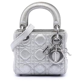 Dior Lady Dior in pelle di vitello metallizzata micro argento