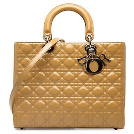 Dior Beige Large Patent Cannage Lady Dior