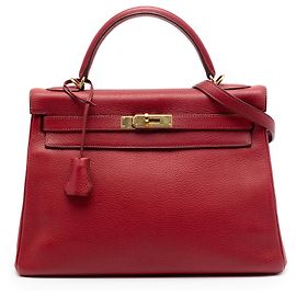 Hermès Red Clemence Kelly II Retourne 32