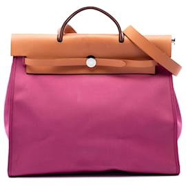 Hermès Pink Toile Herbag Zip 39