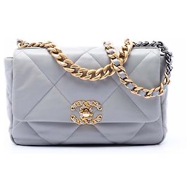 Chanel Gray Medium Lambskin 19 Flap
