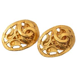 Chanel Gold CC vergoldete Barock-Motiv ovale Clip-Ohrringe