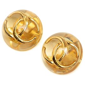 Orecchini a clip Chanel Gold CC in resina e placcati oro