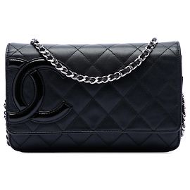 Cartera con cadena Chanel Black Quilted Lambskin Cambon Ligne