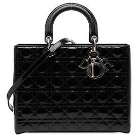 Dior Black Large Patent Cannage Lady Dior
