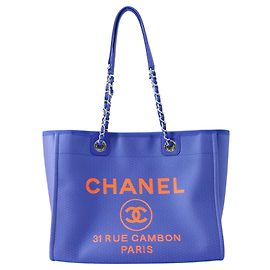 Tote Deauville in tela viola piccola Chanel