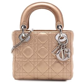 Dior Mini Lady Dior in agnello cannage iridescente oro