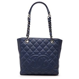 Chanel Blue Caviar Petite Shopping Tote