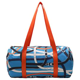 Hermès Blue Silk and Barenia Cavalcadour Airsilk Duffle Bag 38 Tasche