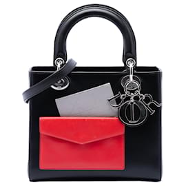 Lady Dior in pelle di vitello nera misura Medium