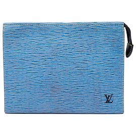 Pochette de toilette Louis Vuitton en toile Epi Denim bleue 26