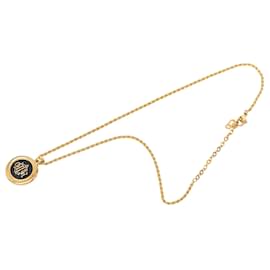 Collar con colgante redondo con logotipo de esmalte dorado y bañado en oro Dior