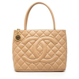 Tote Chanel Beige Caviar Medallion