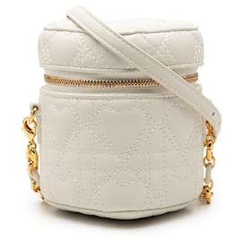 Beauty case DiorAmour Micro in agnello bianco cannage cuore con catena Dior