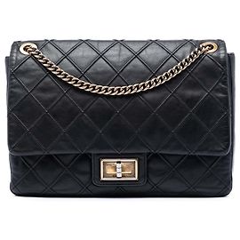 Chanel Black Large Diamond Debossed Calfskin Reissue 2.55 Cosmos Flap