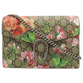 Portafoglio con catena Gucci Beige GG Supreme Blooms Dionysus