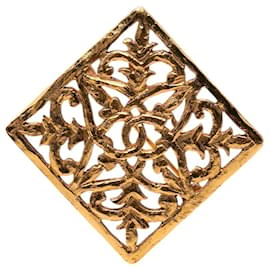 Spilla Chanel Gold CC placcata in oro con filigrana di diamanti