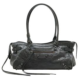 Borsa a tracolla Balenciaga Le City East West in agnello nero