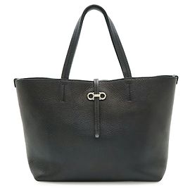 Borsa Tote Double Gancini in pelle nera Salvatore Ferragamo