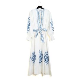 Autre Marque Lug Von Siga 2023 Robe Maxi FR40 Vestido Maxi de Algodón Blanco Bordado UK12 US10