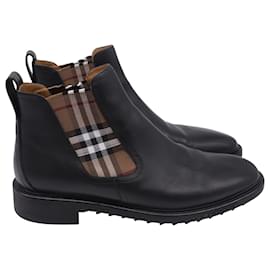 Stivaletti Chelsea Allostock Check in pelle nera Burberry