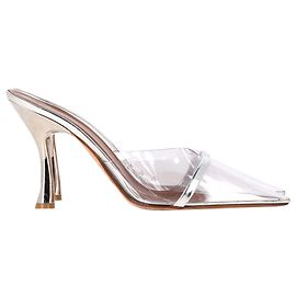 Autre Marque Malone Souliers Joella Mules in Silver Patent Leather and PVC 