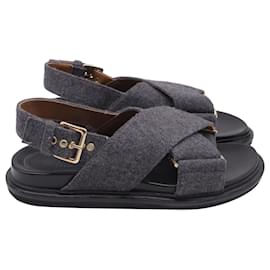 Sandali slingback Marni in lana grigia