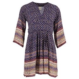 Vestido corto con cuello en V estampado Sea New York en viscosa multicolor