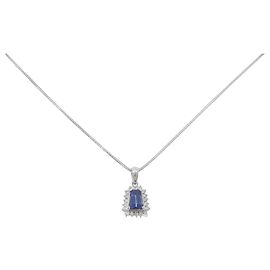 Autre Marque Pt900 Pt850 Sapphire Platinum Necklace