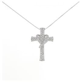 Au750 White Gold Cross Diamond Necklace - Autre Marque