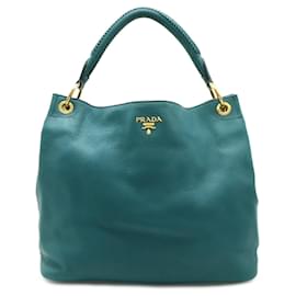 Borsa a tracolla in pelle verde Prada