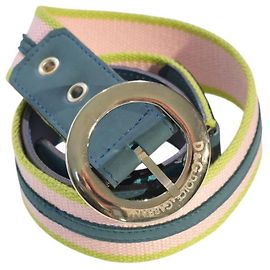 Cintura DOLCE & GABBANA in pelle con fettuccia vintage Rosa Verde Blu