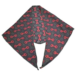 GUCCI Vintage Seiden-Twilly-Schal Horsebit Muster Rot Grün